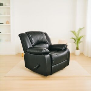 כורסת טלוויזיה ריקליינר רחב במיוחד גב גבוה בצבע שחור