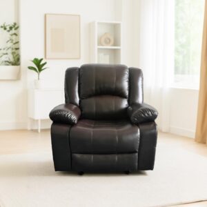 כורסת טלוויזיה ריקליינר רחב במיוחד גב גבוה בצבע חום